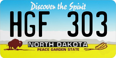 ND license plate HGF303