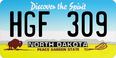 ND license plate HGF309