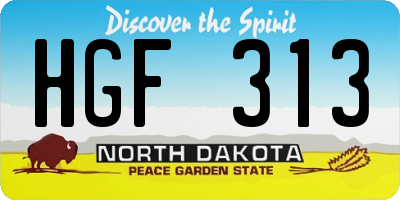 ND license plate HGF313
