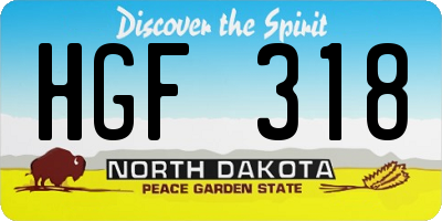 ND license plate HGF318