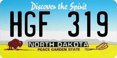 ND license plate HGF319