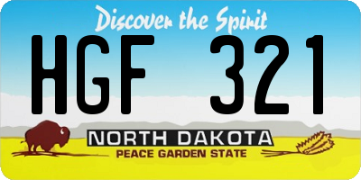 ND license plate HGF321