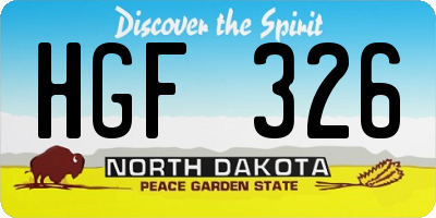 ND license plate HGF326