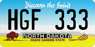 ND license plate HGF333