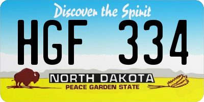 ND license plate HGF334