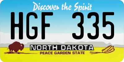 ND license plate HGF335