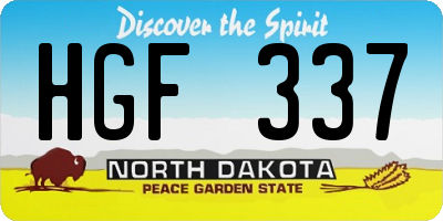 ND license plate HGF337