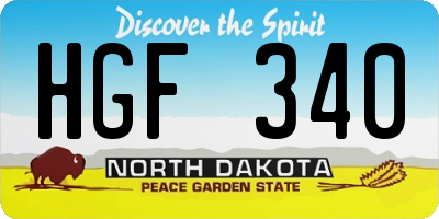 ND license plate HGF340