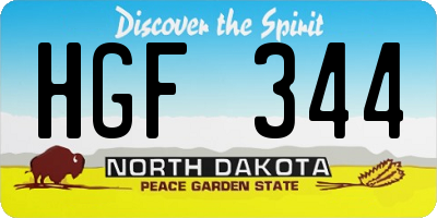 ND license plate HGF344