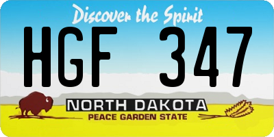 ND license plate HGF347