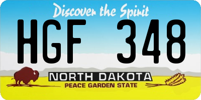 ND license plate HGF348