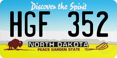 ND license plate HGF352