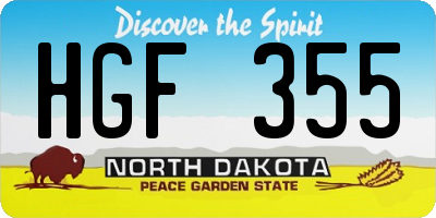 ND license plate HGF355