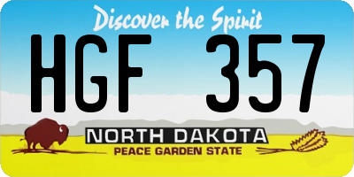 ND license plate HGF357