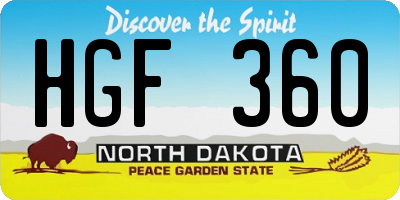 ND license plate HGF360