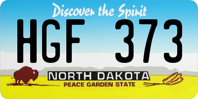 ND license plate HGF373