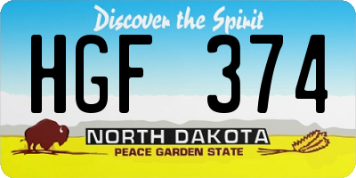 ND license plate HGF374