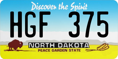 ND license plate HGF375