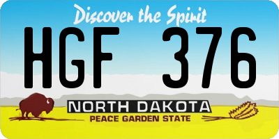 ND license plate HGF376