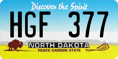 ND license plate HGF377