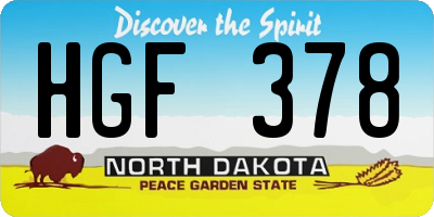 ND license plate HGF378