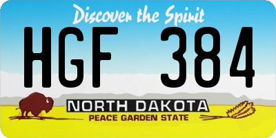 ND license plate HGF384