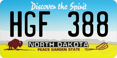 ND license plate HGF388