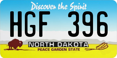 ND license plate HGF396