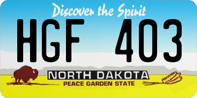 ND license plate HGF403