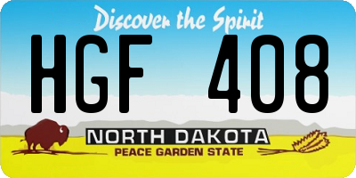 ND license plate HGF408