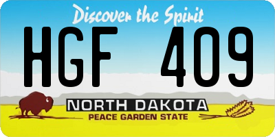 ND license plate HGF409