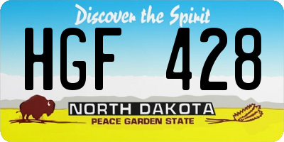 ND license plate HGF428