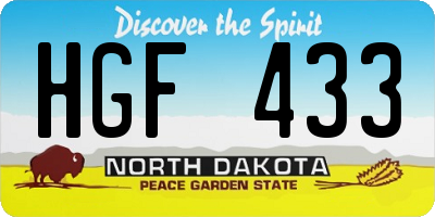 ND license plate HGF433