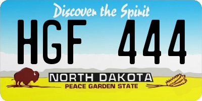 ND license plate HGF444