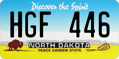 ND license plate HGF446