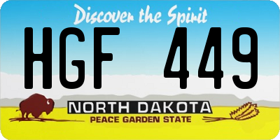 ND license plate HGF449