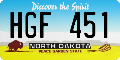 ND license plate HGF451