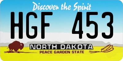 ND license plate HGF453