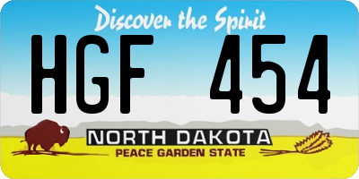 ND license plate HGF454