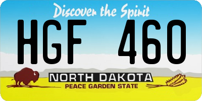 ND license plate HGF460