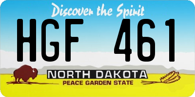 ND license plate HGF461