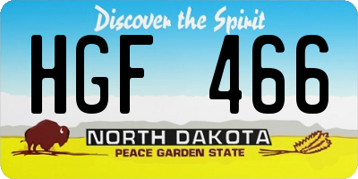 ND license plate HGF466