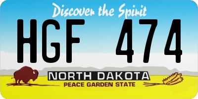 ND license plate HGF474