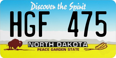 ND license plate HGF475