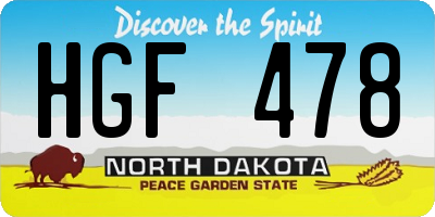ND license plate HGF478
