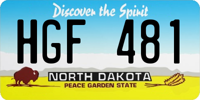 ND license plate HGF481