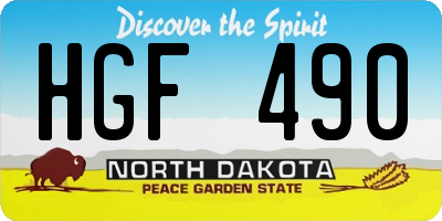ND license plate HGF490
