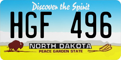 ND license plate HGF496