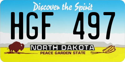 ND license plate HGF497