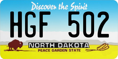 ND license plate HGF502